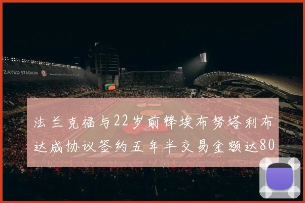 法兰克福与22岁前锋埃布努塔利布达成协议签约五年半交易金额达800万欧元